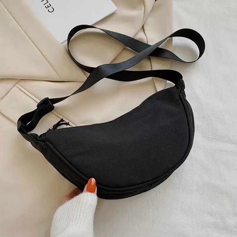 Women's Canvas Shoulder Bag – Lightweight Solid Color Bucket Bag Canvas Shoulder Bag Babs Black
