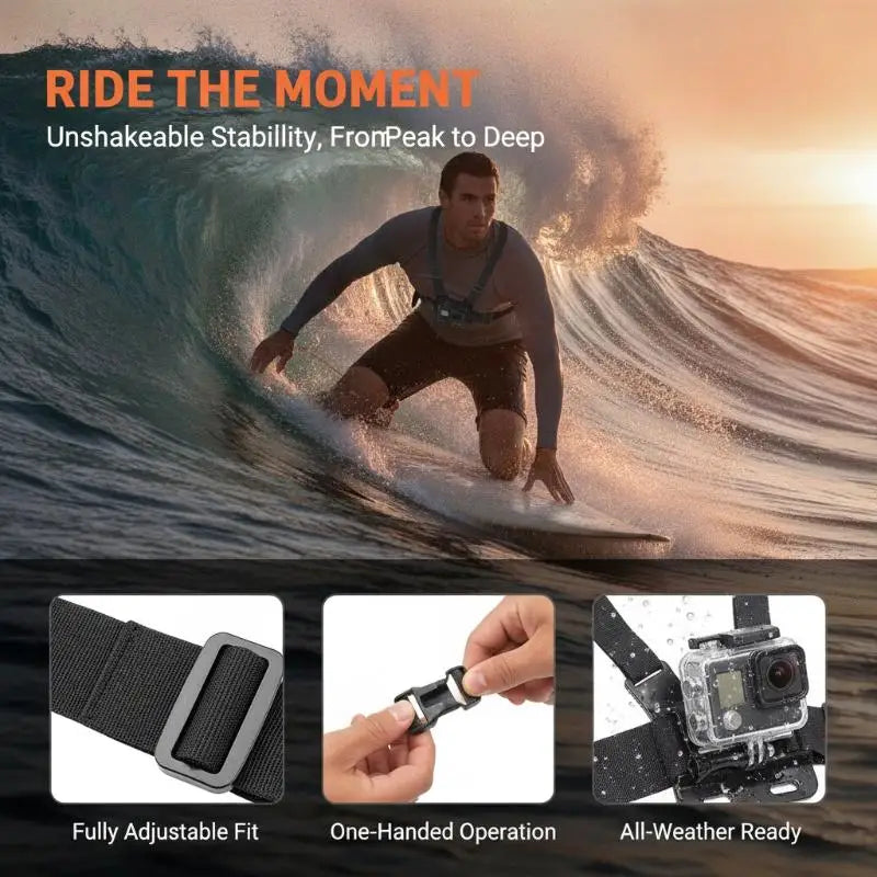 Chest Strap Mount Harness for Phone & Action Camera – 360° Camera Chest Mount Babs