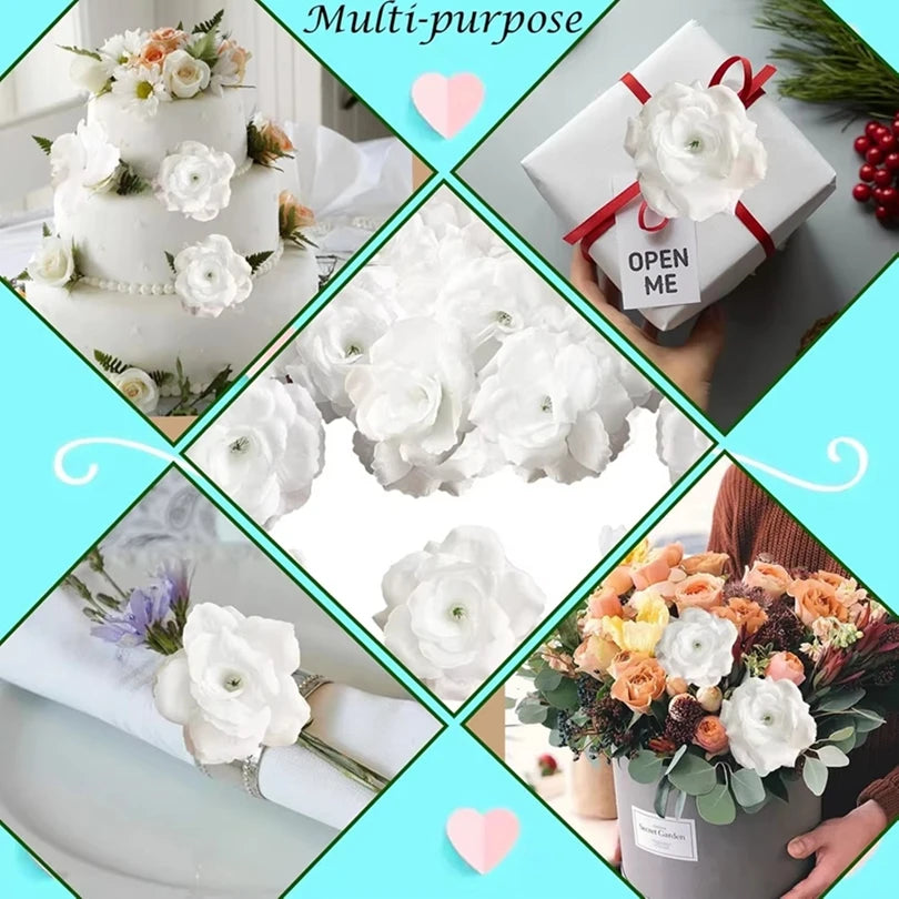 20/40pc Silk Rose Artificial Flower Heads for Wedding & Decor Artificial Flower Heads Babs