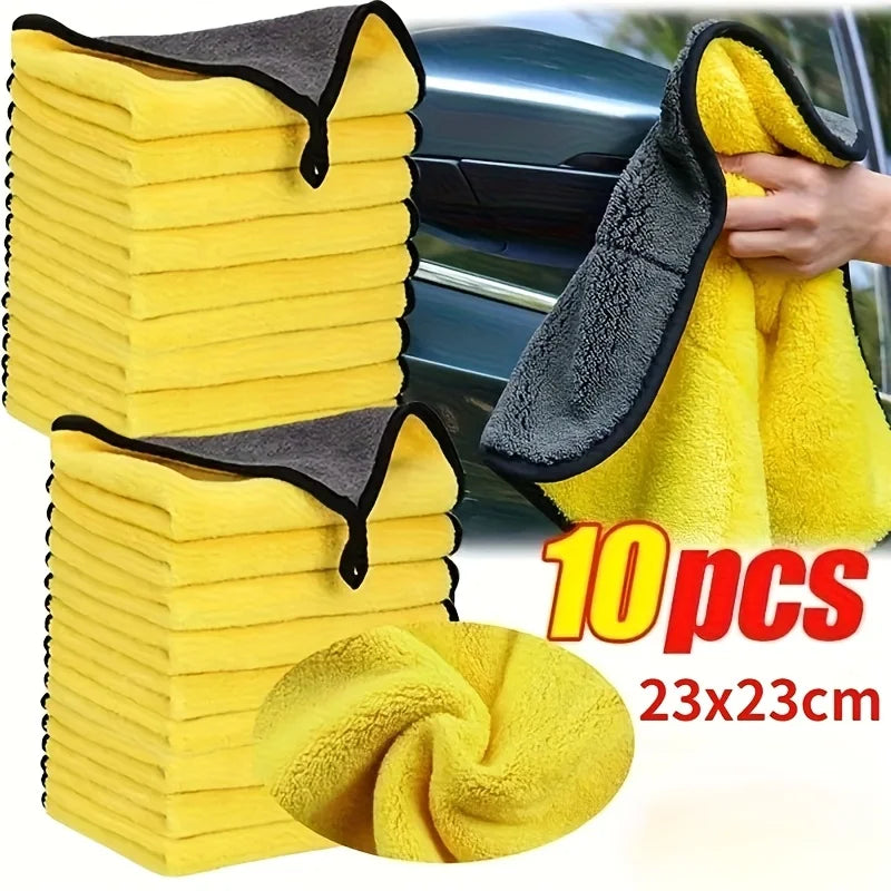 10PCS Thick Microfiber Car Wash Cloths – Double-Sided Towels Car Wash Microfiber Cloth Babs