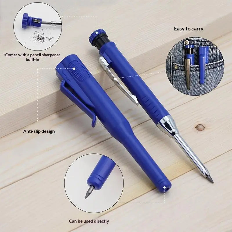 2.8mm Carpenter's Pencil Set with Cover & Sharpener 2B Carpenter Pencil Set Babs