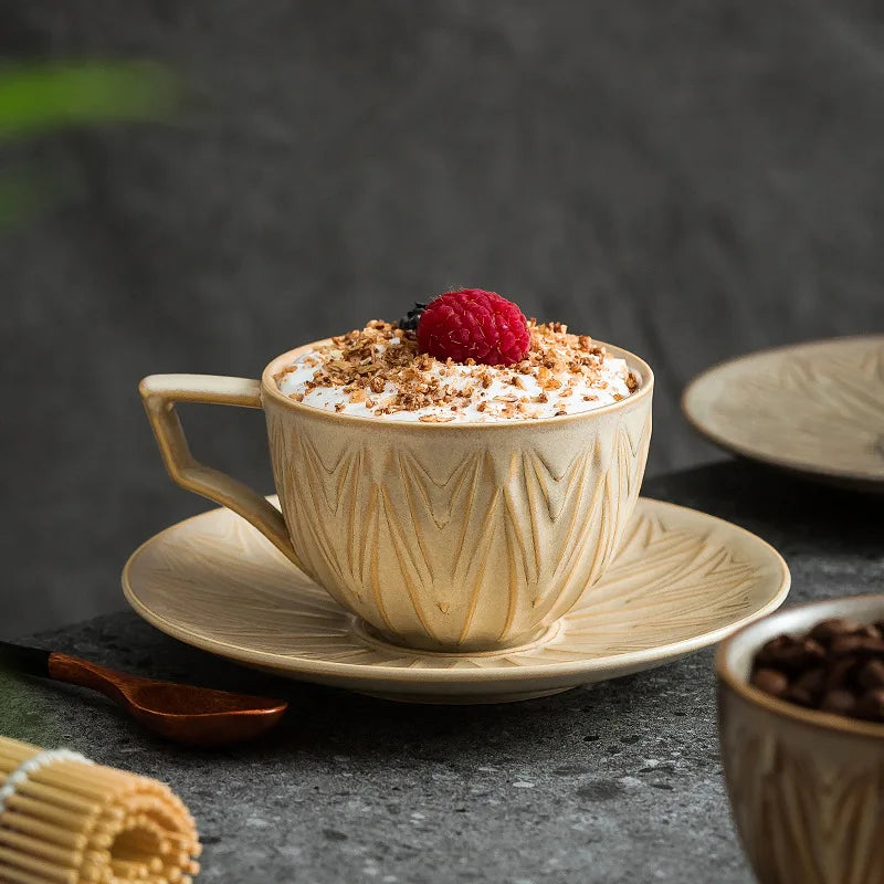 Triangular Ceramic Coffee Cup & Saucer Set – Vintage Style Coffee Cup & Saucer Babs