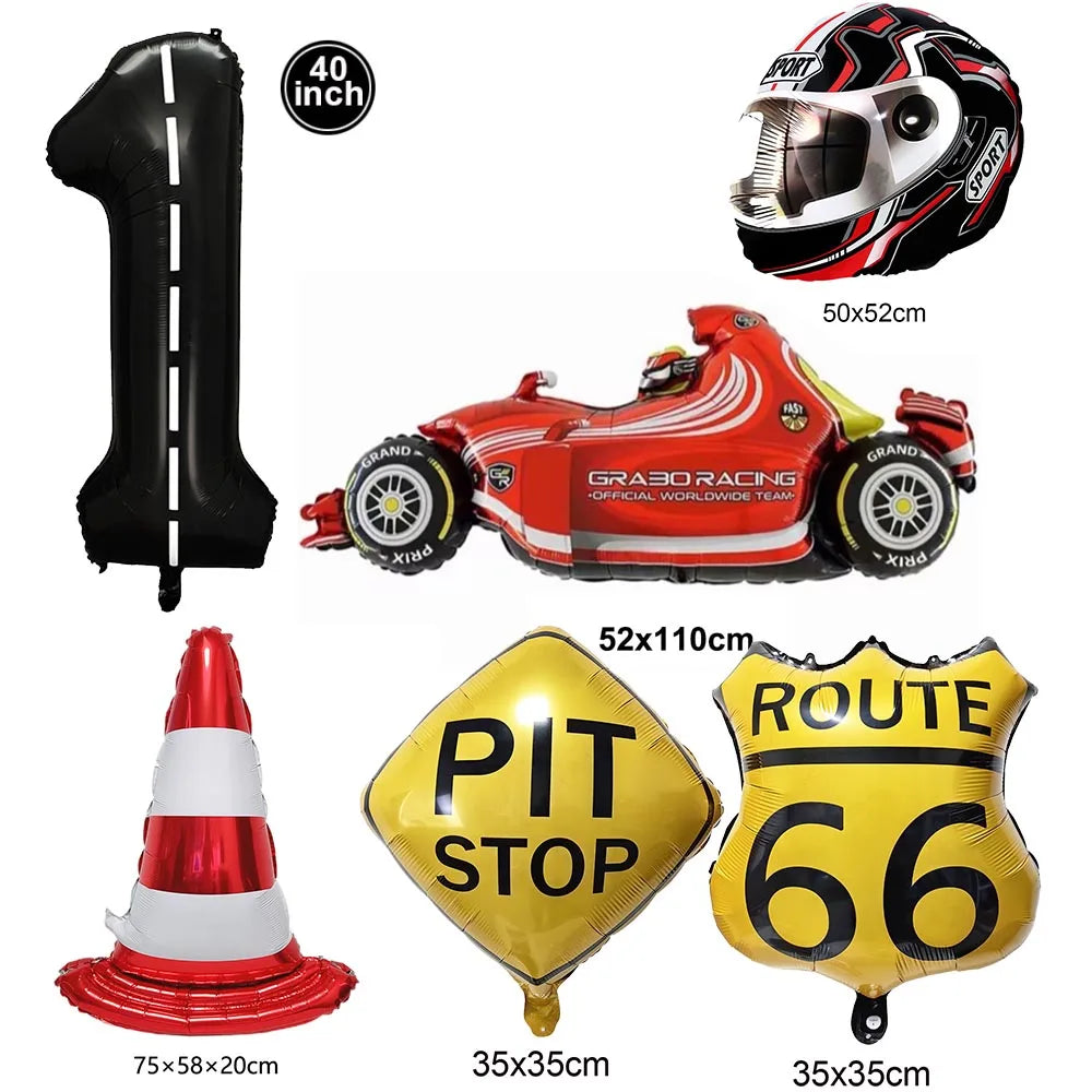 6-Piece Race Car Balloon Kit – Racing Birthday Party Decor Party Balloon Kit Babs