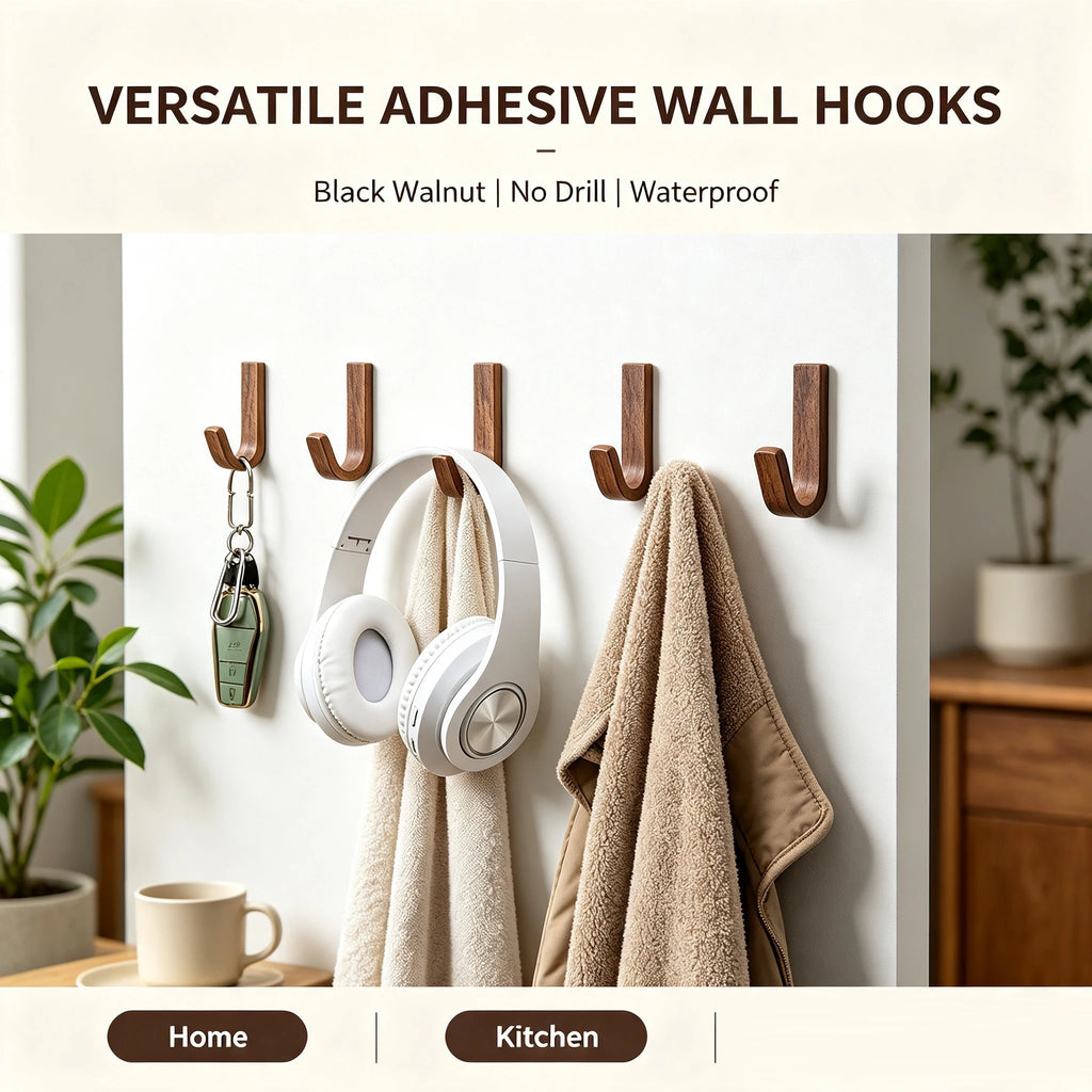 Self-Adhesive Wooden Wall Hook for Keys, Coats & Towels Wall Hook Babs