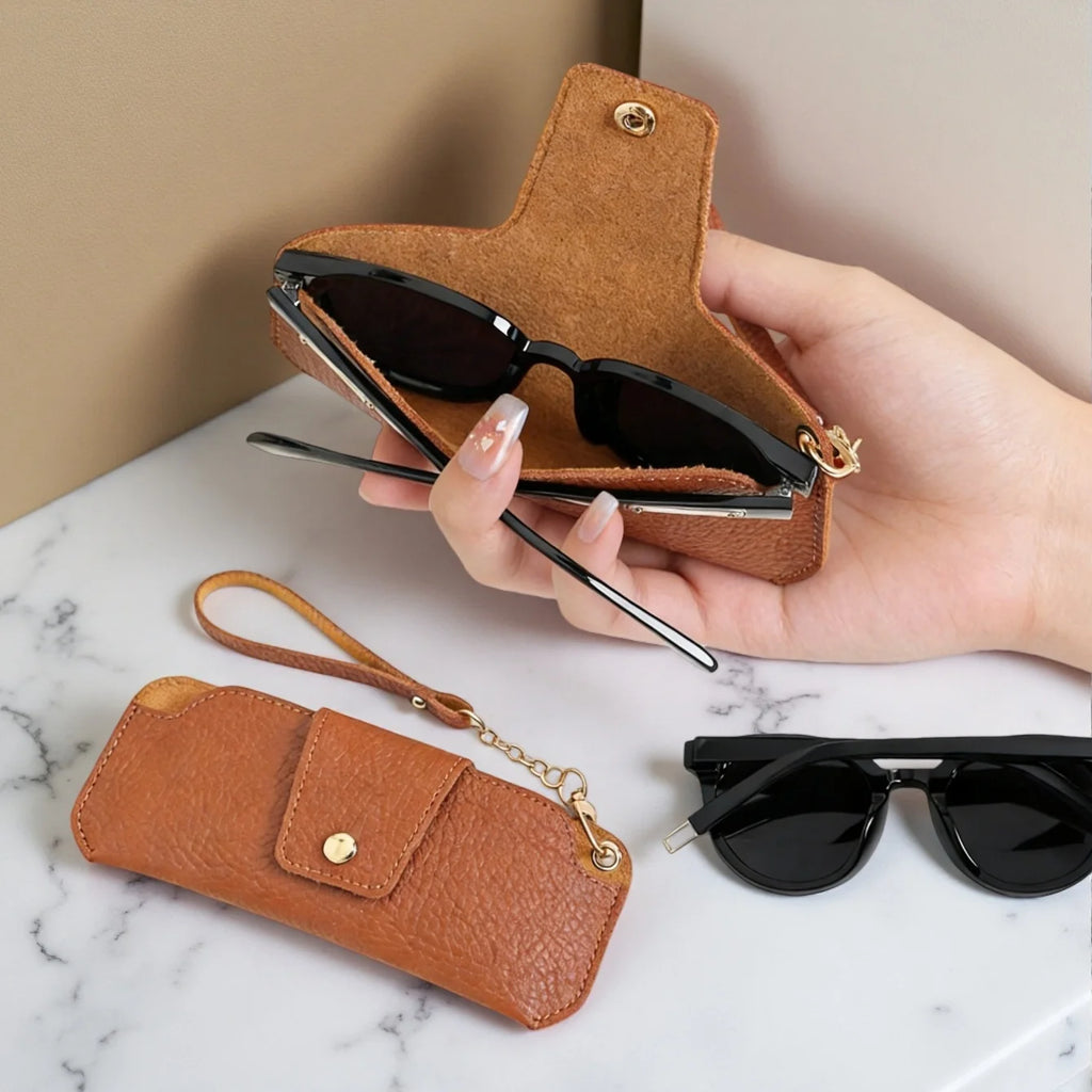 Slim PU Leather Sunglass Case with Wrist Strap – Multicolor Sunglass Case Babs