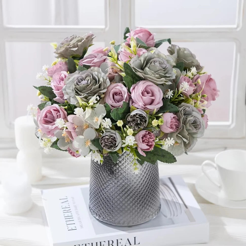 Silk Rose Artificial Flower Bouquet – Wedding & Home Decor Artificial Silk Flower Babs