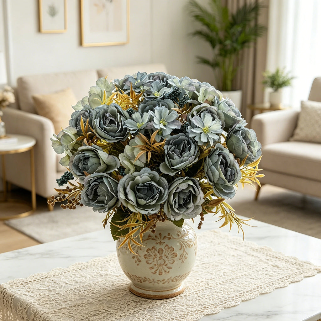Artificial Silk Rose Peony Bouquet – Wedding & Home Décor Artificial Flower Bouquet Babs