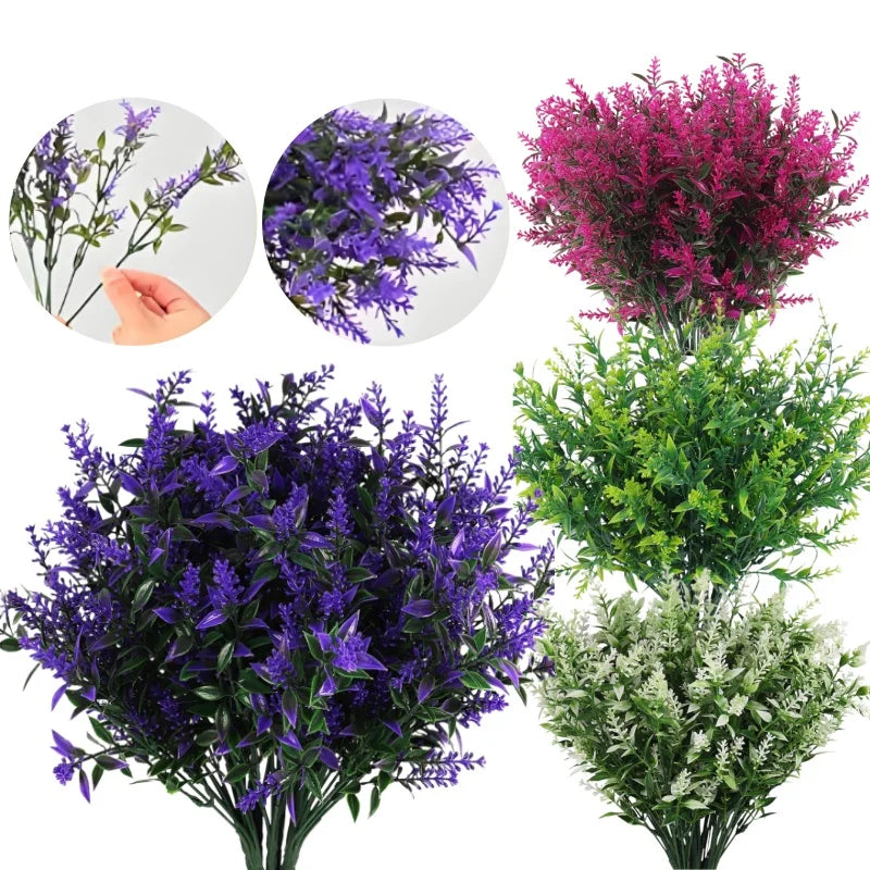 UV Resistant Artificial Lavender Shrubs – Outdoor Garden Decor Artificial Flower Shrub Babs