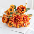 Artificial Silk Dahlia Rose Daisy Bouquet – Wedding & Home Decor Artificial Flower Bouquet Babs color 5 1 pc