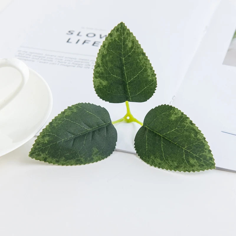 50/100 PCS Silk Artificial Rose Leaves – DIY Wedding & Home Decor Artificial Silk Leaves Babs