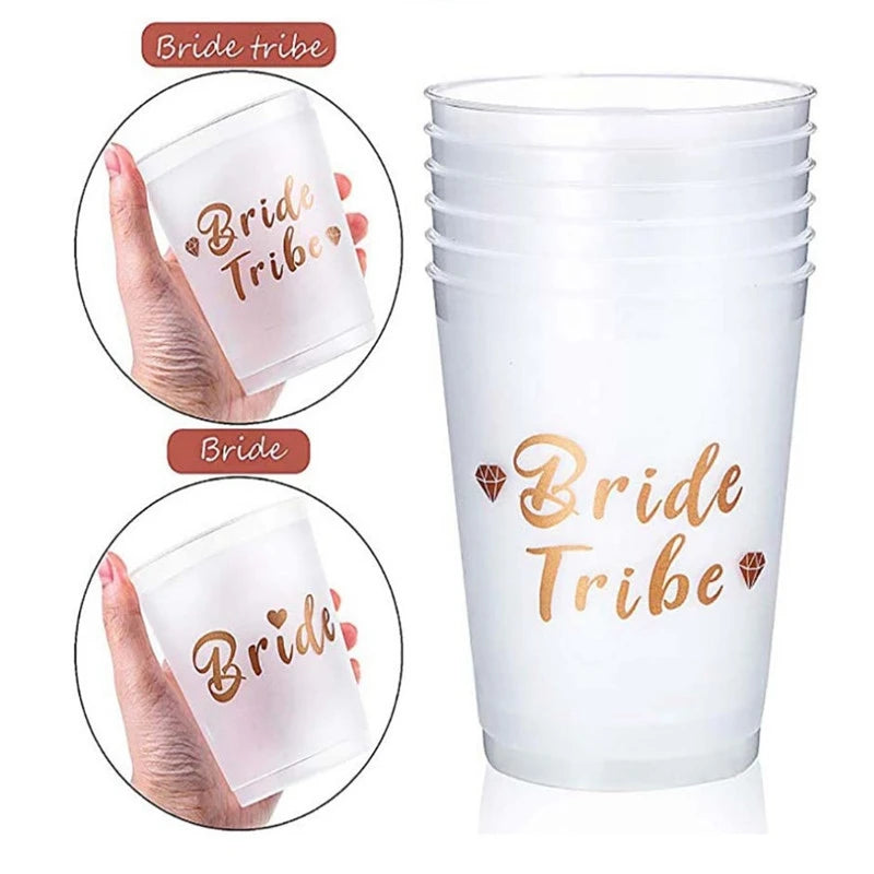 Team Bride Tribe Cups – Rose Gold Bachelorette Party Cups Party Drinkware Babs