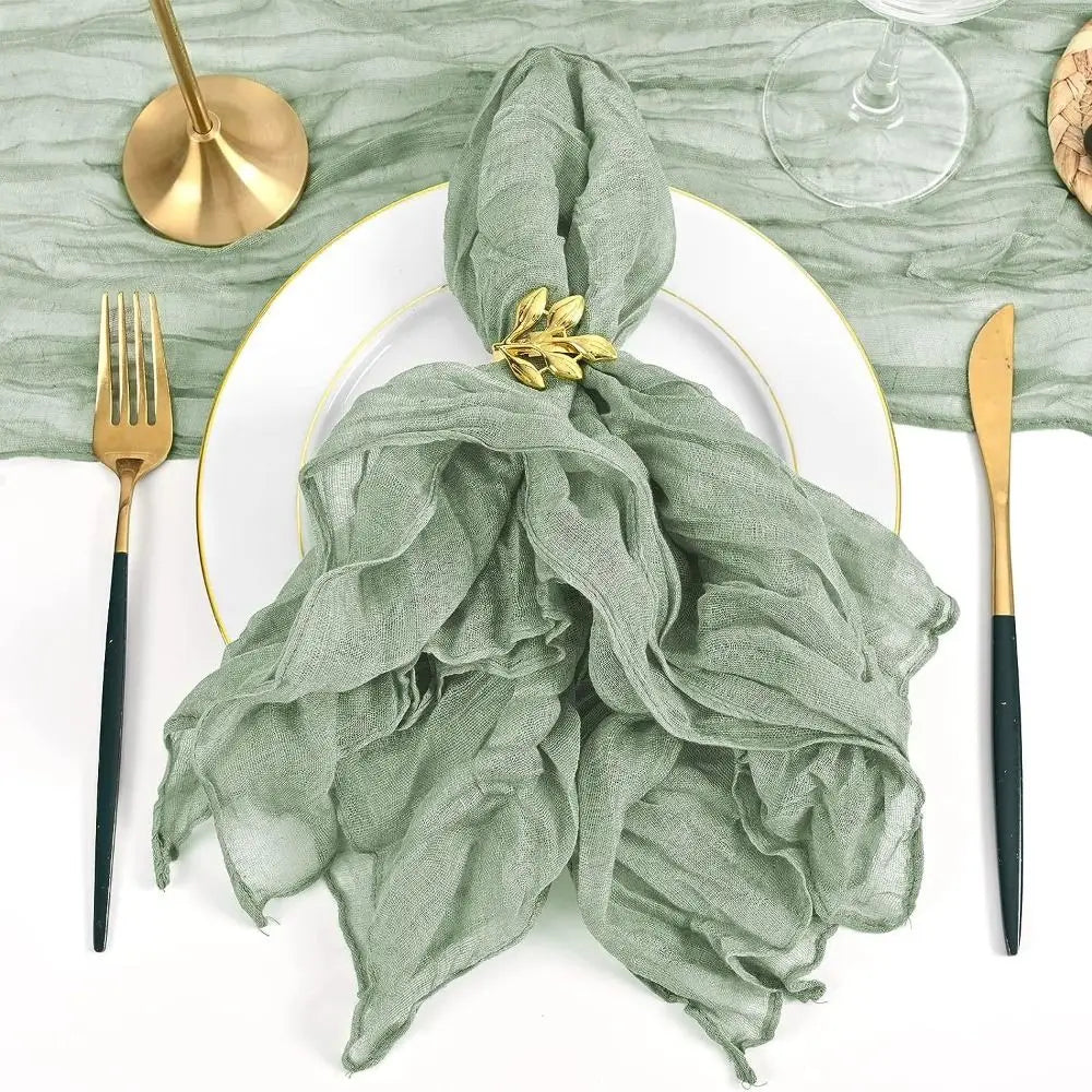 Reusable Gauze Napkins 50x50cm – Solid Color Polyester Table Linen Cloth Table Napkin Babs green
