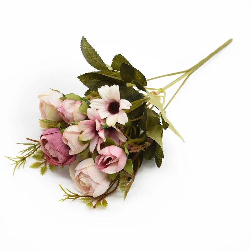 Multicolor Silk Tea Rose Artificial Bouquet – Wedding & Home Décor Artificial Flower Bouquet Babs color 5 1 pc