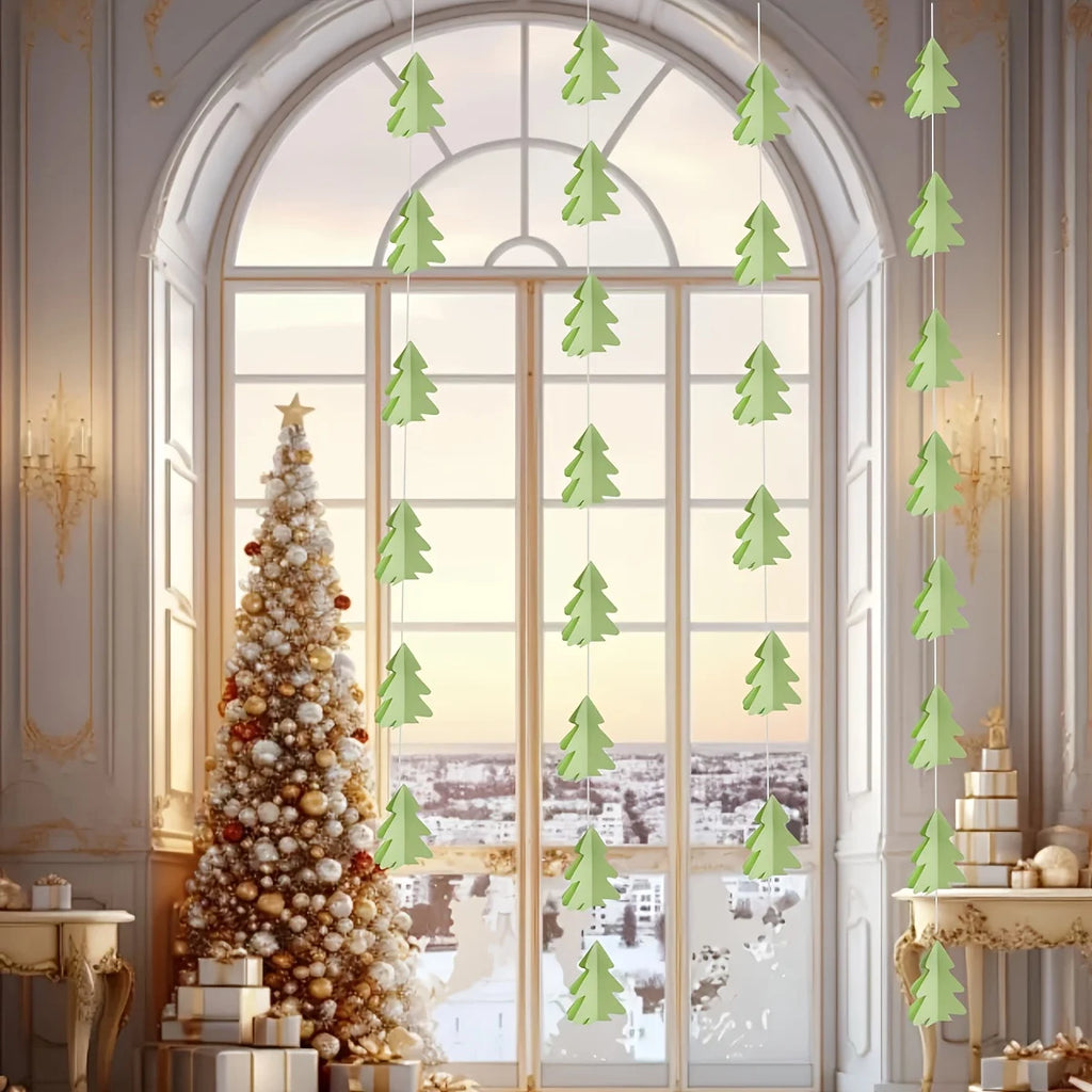 10 Christmas Tree Paper Garlands – Colorful Holiday Decor Holiday Paper Garland Babs