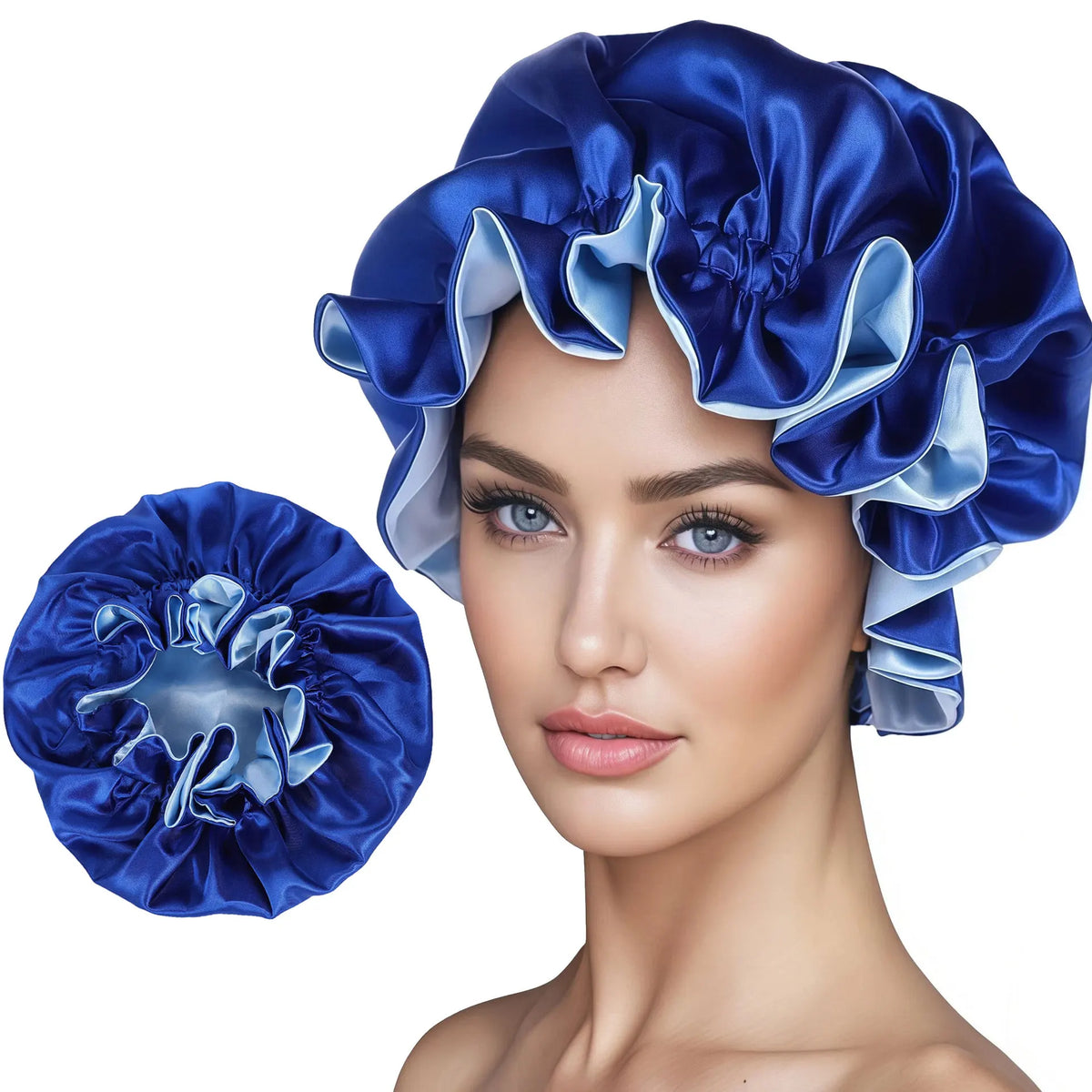 Two-Tone Satin Sleep Bonnet – Double Layer Reversible Hair Cap Satin Sleep Bonnet Babs BSB