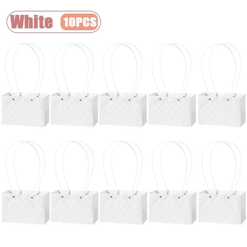 Reusable Waterproof Floral Gift Tote Bags – Wedding & Party Floral Gift Tote Bags Babs White-10PCS 22x10x13cm