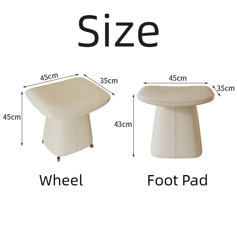Modern Luxury Genuine Leather Makeup Stool – Solid Wood Frame Vanity Stool Babs