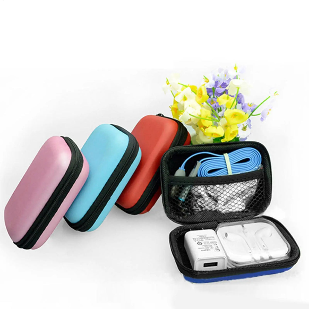 Portable Travel Cable Organizer Bag – EVA Zipper Case Travel Organizer Bag Babs