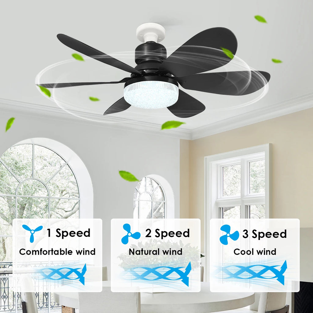 E27 Socket Ceiling Fan with LED Light & Remote Control Ceiling Fan Light Babs