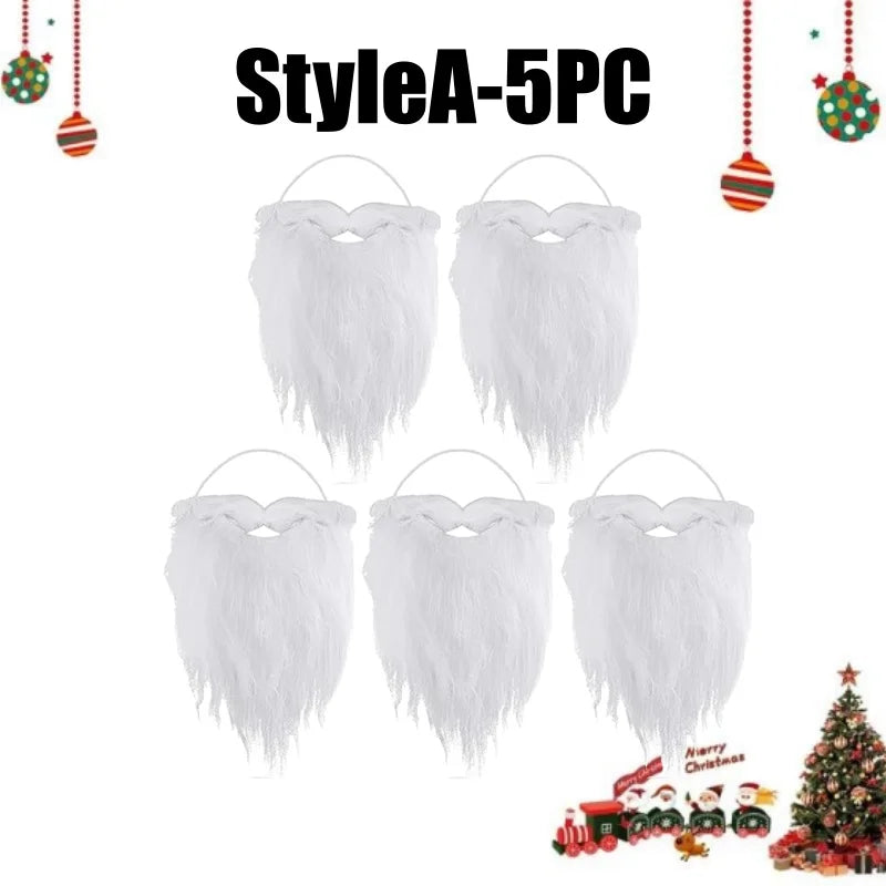 Realistic White Santa Fake Beard – Christmas Costume Prop Costume Accessory Babs A-5PCS