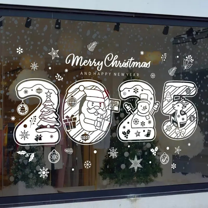 Christmas Window Stickers – Santa & Snowflake DIY Wall Decals Holiday Wall Decals Babs Set14