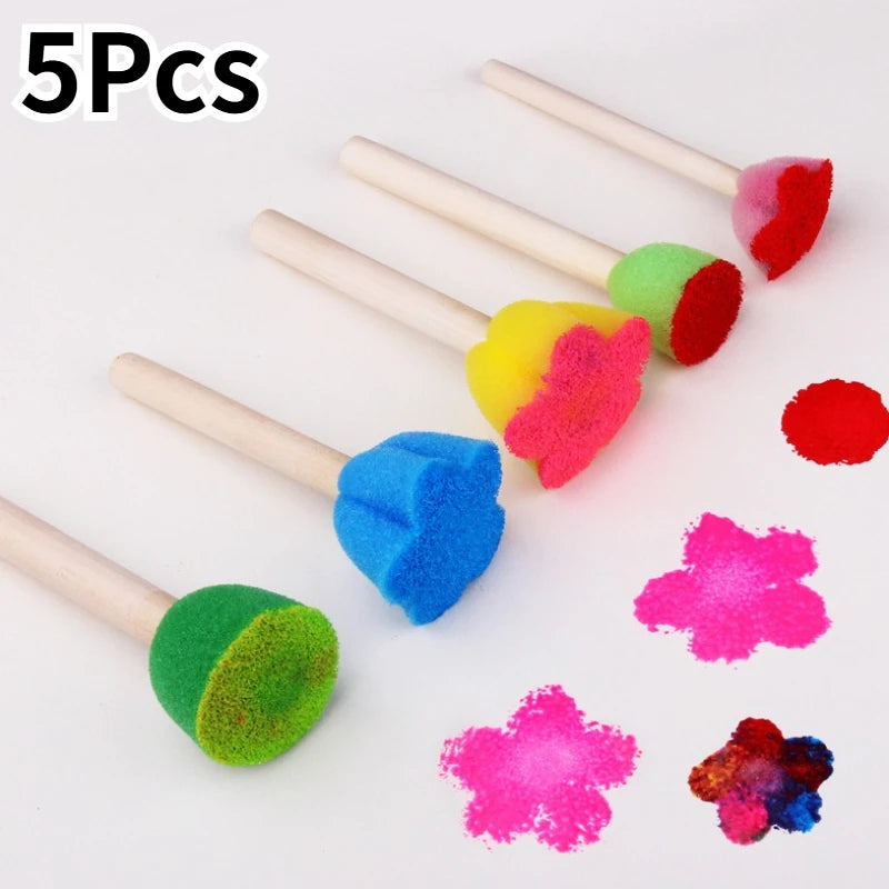 5-Piece Mini Sponge Painting Brush Set for Kids Arts & Crafts Kids Craft Brush Set Babs