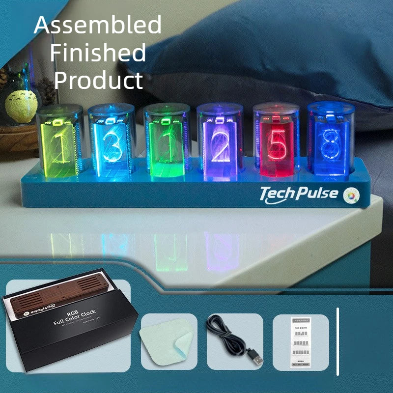 Nixie Tube LED Desk Clock – 16M Colors, Bluetooth, Silent LED Desk Clock Babs Blue