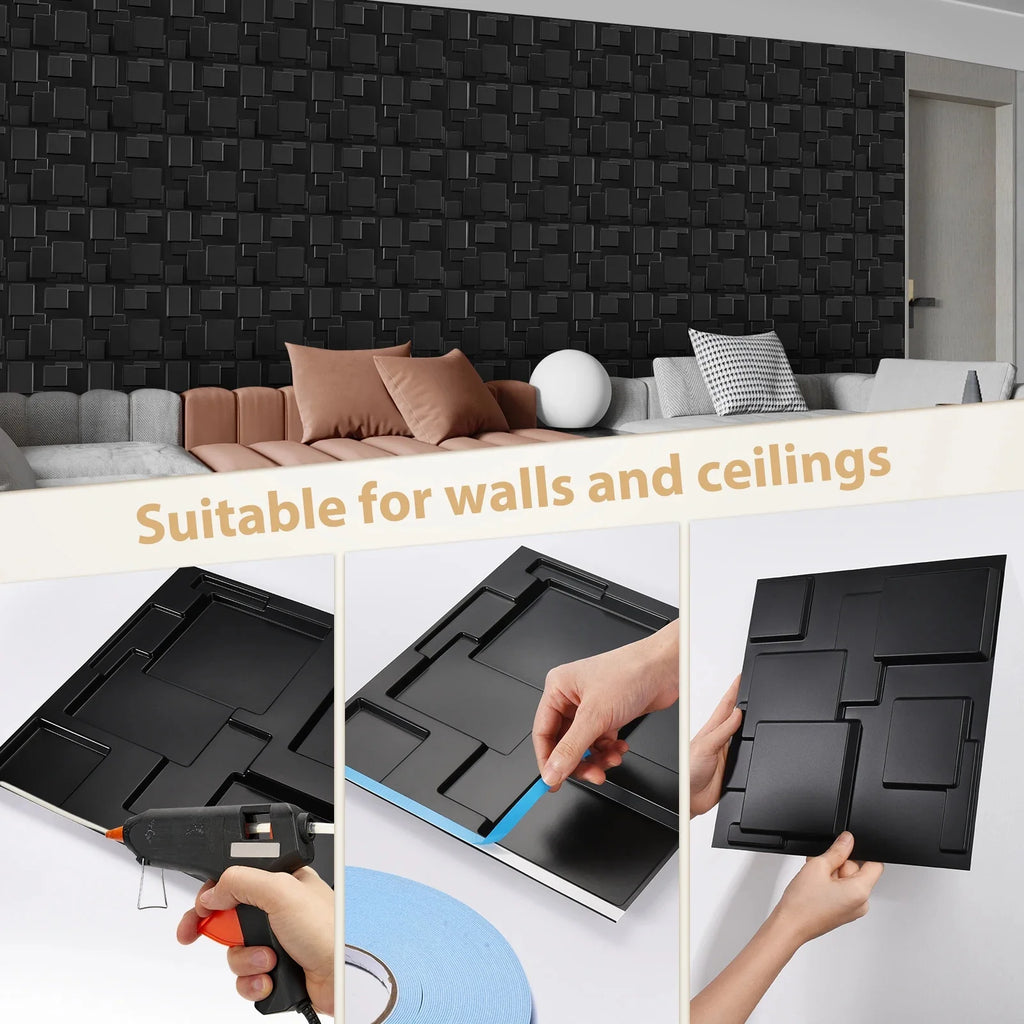 3D PVC Wall Panels 30x30cm Geometric DIY Home Décor – 10pcs 3D Wall Panels Babs