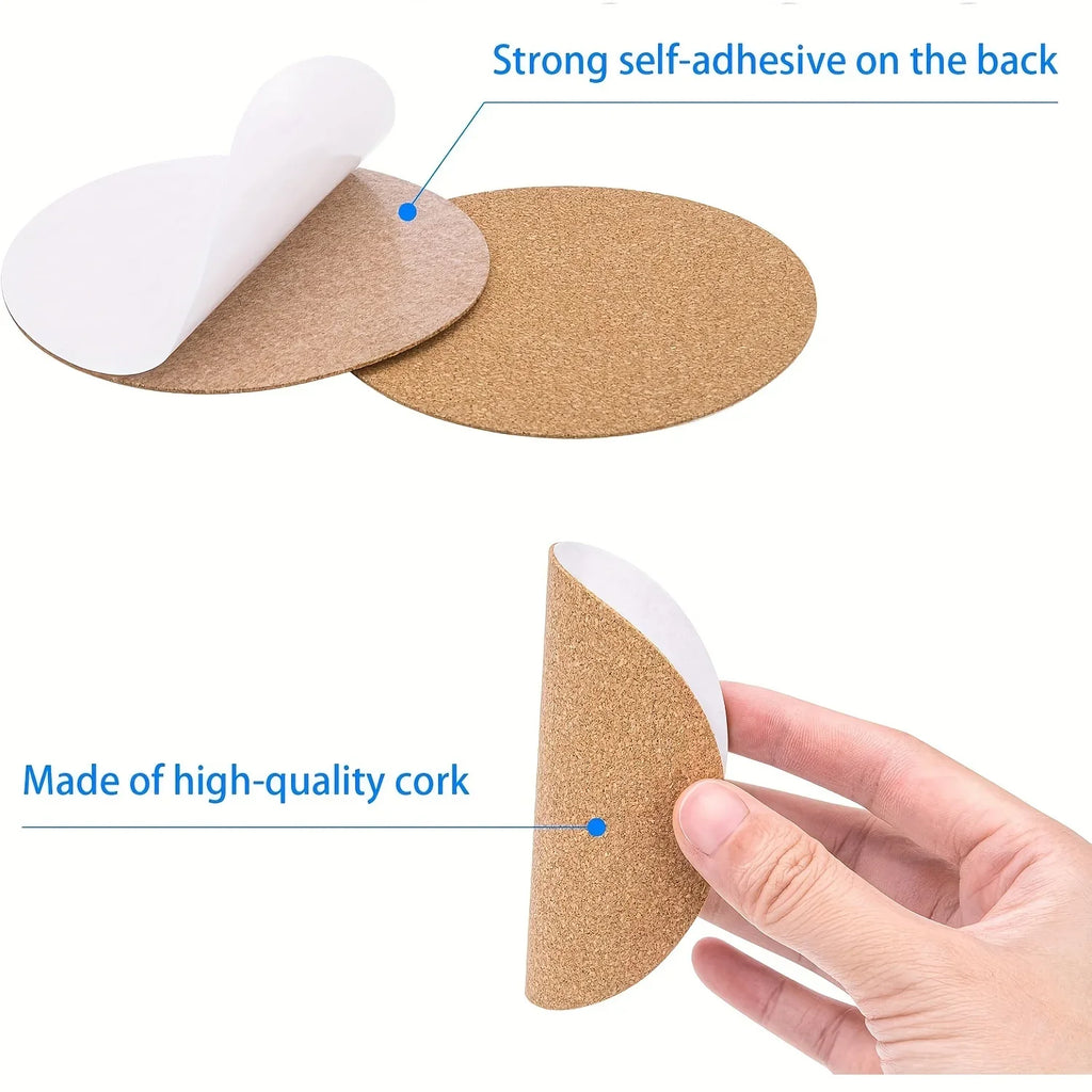 Self-Adhesive Cork Round Coaster Pads | DIY Heat Insulation Mats Cork Coaster Pads Babs