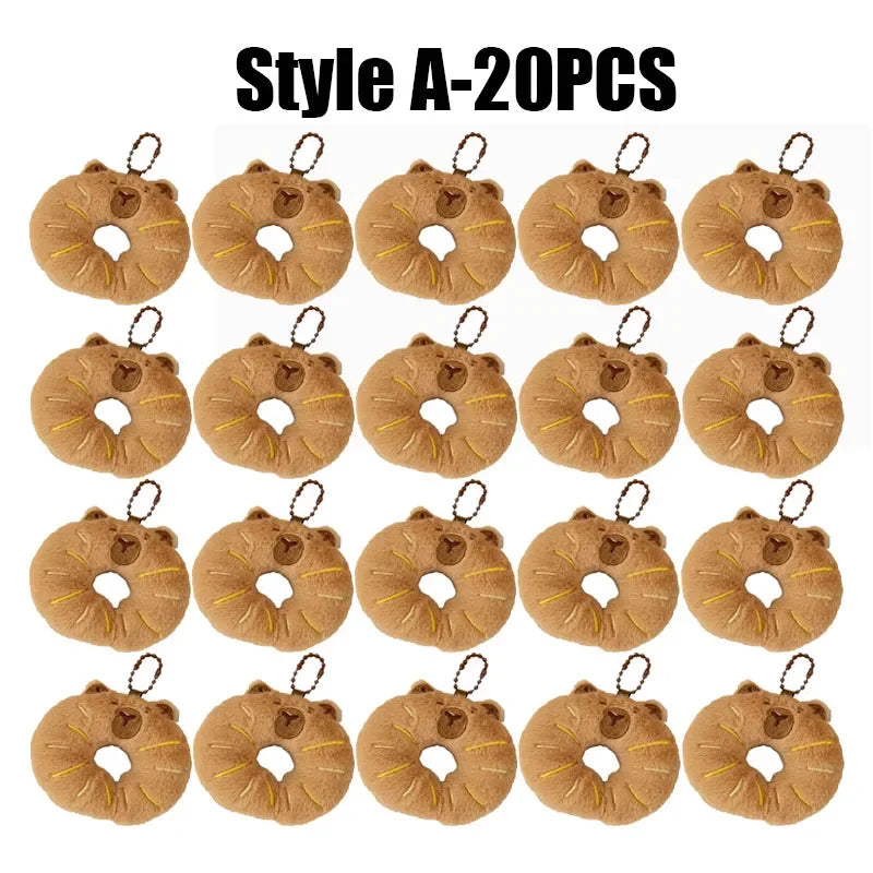 Cute Capybara Plush Keychain – Anime Bread Topper Fluffy Charm Plush Keychain Babs 140331-Style A-20PCS
