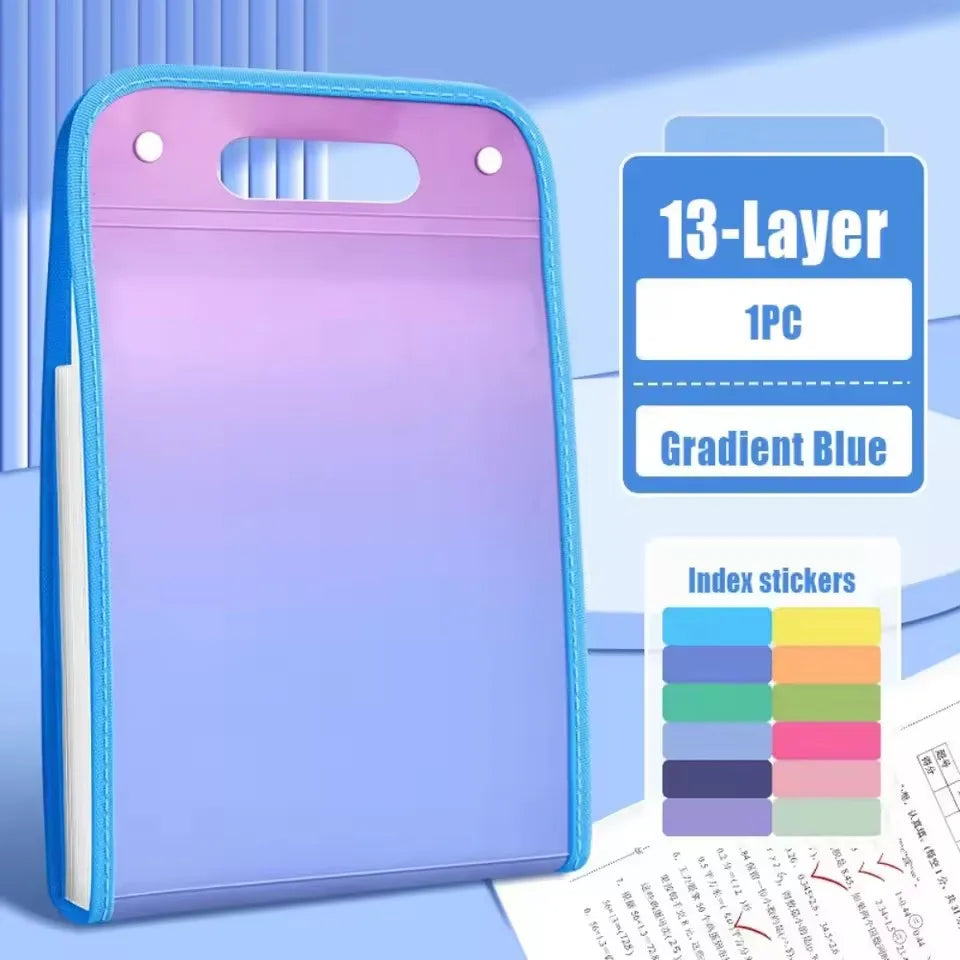 13-Pocket Expandable File Folder – Accordion Document Organiser Accordion File Organiser Babs Gradient Blue
