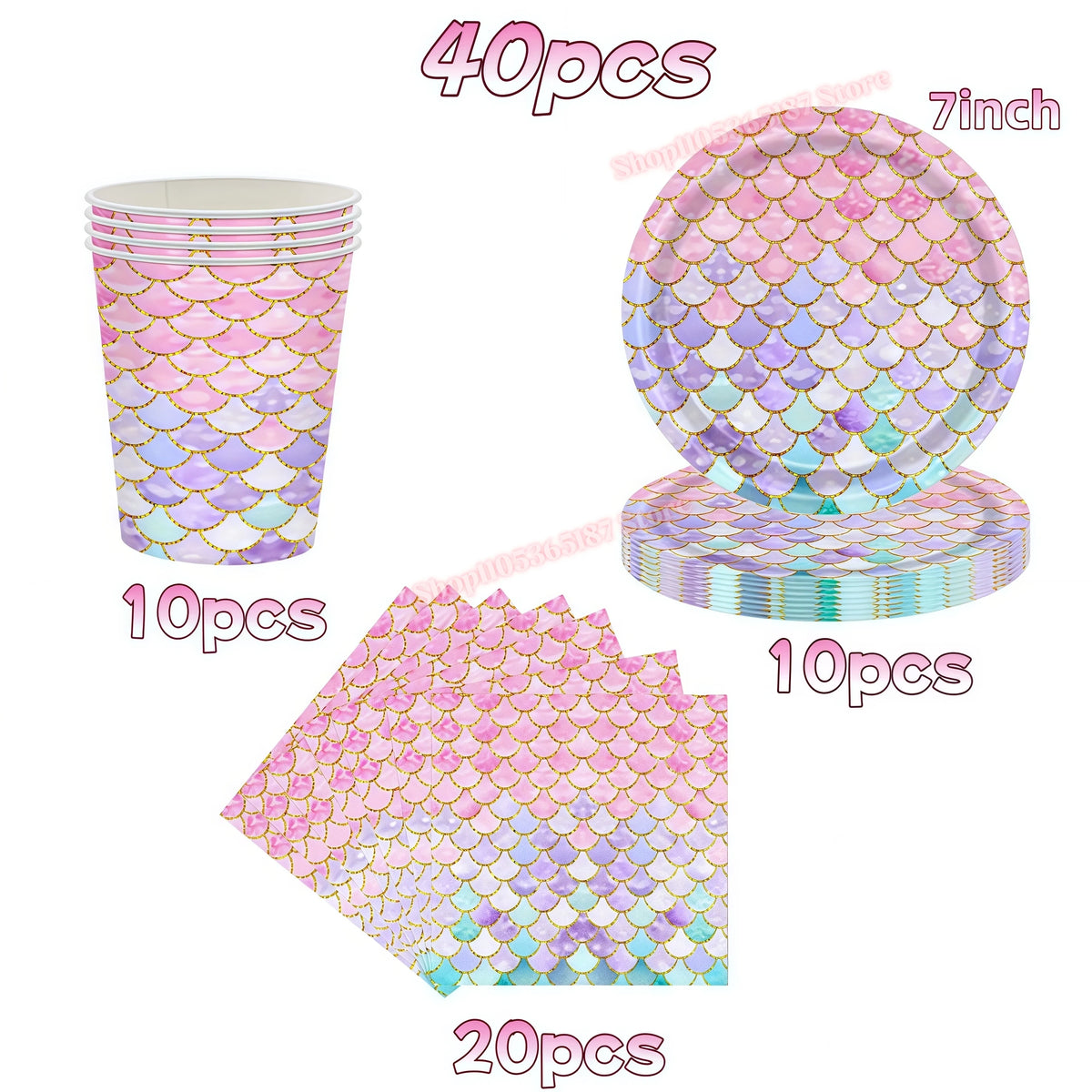 Mermaid Birthday Party Decorations Set – Plates, Cups & More