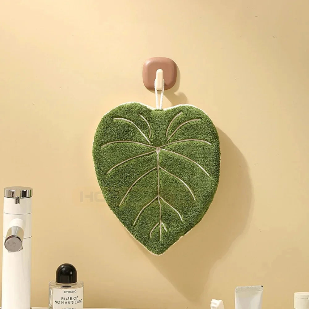 Double-Layer Leaf Hand Towel – Quick-Dry Hanging Cloth Hanging Hand Towel Babs 04