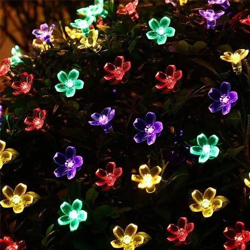 5M 20 LED Solar Cherry Flower String Lights | 8 Modes IP65 Solar String Lights Babs