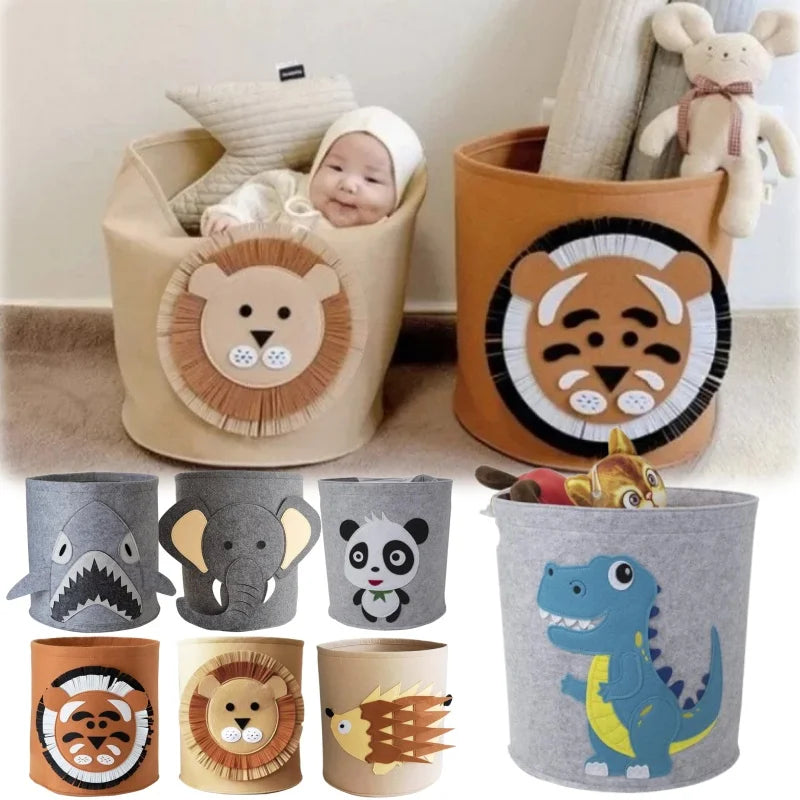 Foldable Cartoon Kids Felt Storage Basket & Toy Organizer Kids Storage Basket Babs