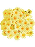 50/100pcs Mini Silk Daisy Flower Heads for DIY & Weddings Artificial Flower Heads Babs YELLOW 50 pcs
