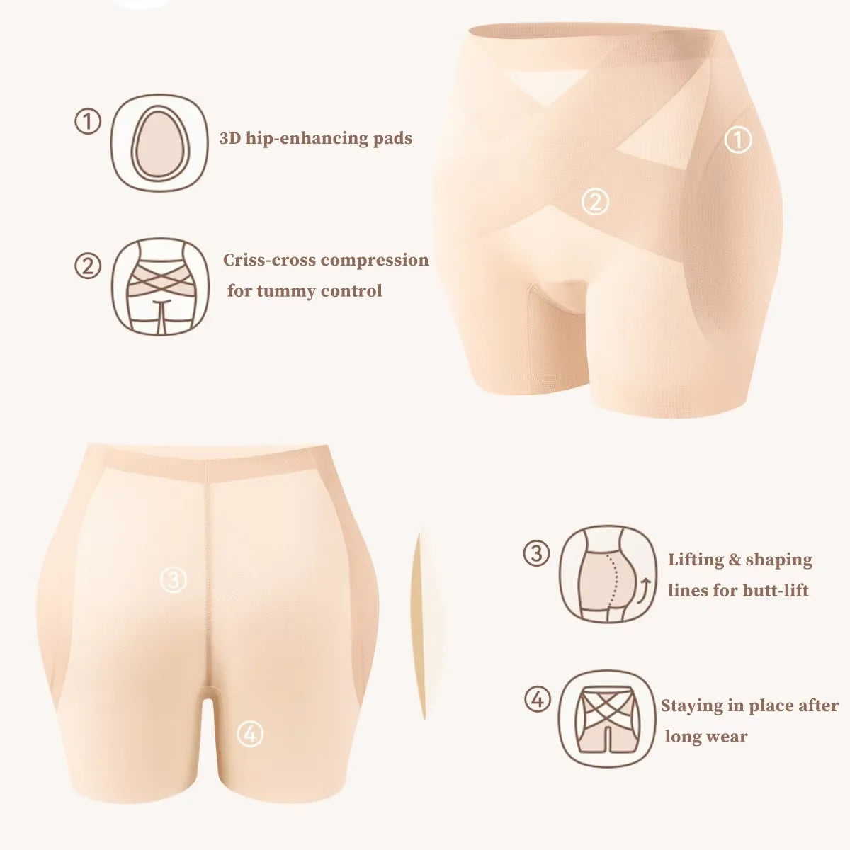 Hip Enhancer Shorts Tummy Control Body Shaper for Women Body Shaper Shorts Babs