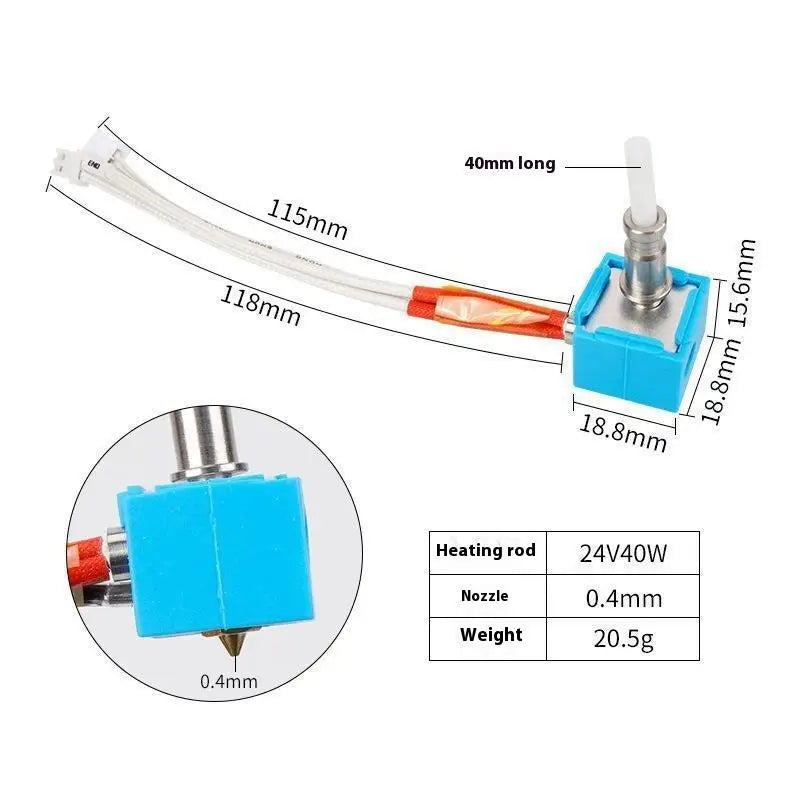 24V 40W Hotend Set for ANYCUBIC Kobra 3D Printer 1.75mm 3D Printer Hotend Babs