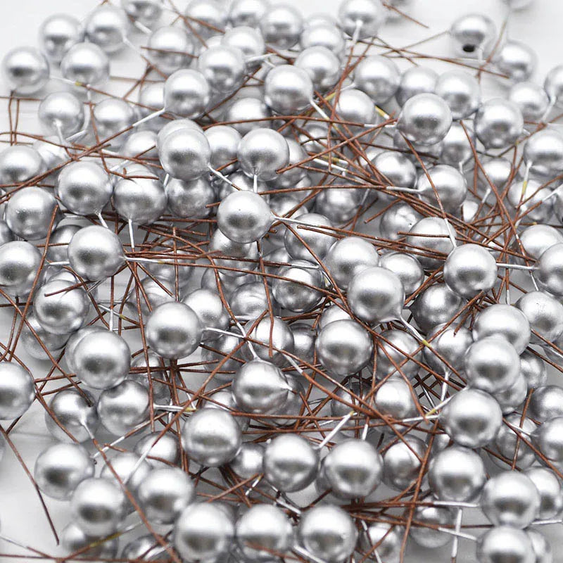 Pearl Stamens Artificial Berries for DIY Wreaths & Floral Décor Artificial Floral Picks Babs silver 100pcs