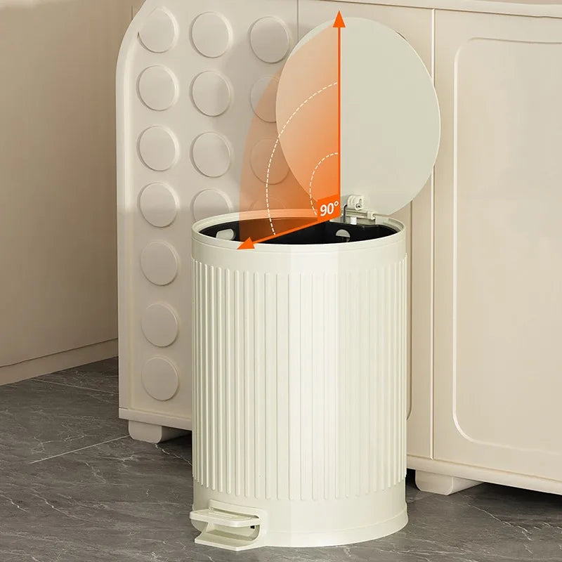 Stainless Steel Pedal Trash Can – 8L Round Kitchen Dustbin Pedal Trash Can Babs