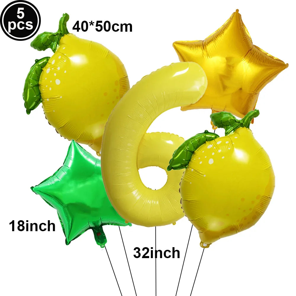 Lemon Foil Balloon Set with 32" Number Balloons – Party Decor