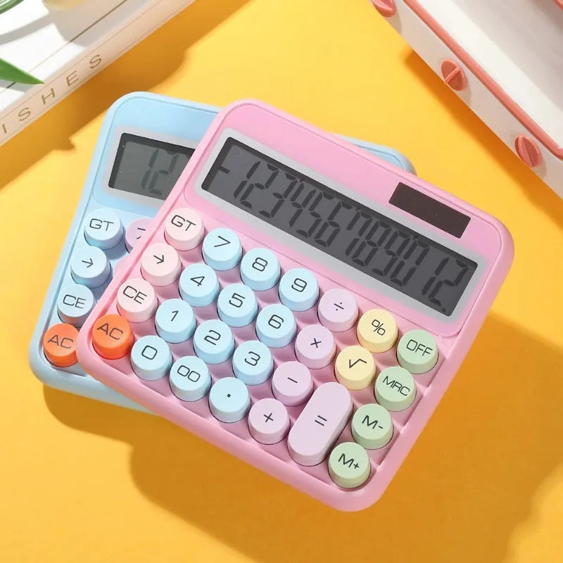 12-Digit LCD Calculator – Large Keys, Dual Power, Candy Colors Desktop Calculator Babs