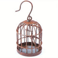 Mini Iron Metal Bird Cage Ornament – Micro Landscape Decor Decorative Ornament Babs brown