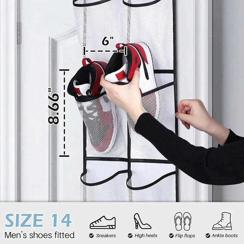 12-Pocket Door Hanging Shoe Organizer with Mesh Pockets Door Shoe Organizer Babs