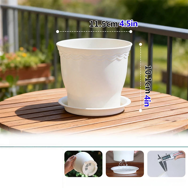 5-Pack Resin Desktop Flower Pots with Bottom Trays | Garden Decor Desktop Plant Planters Babs