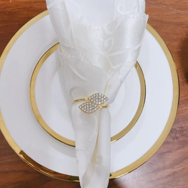 Gold Leaf Metal Napkin Rings Set of 6 or 12 – Wedding Table Décor Napkin Rings Babs