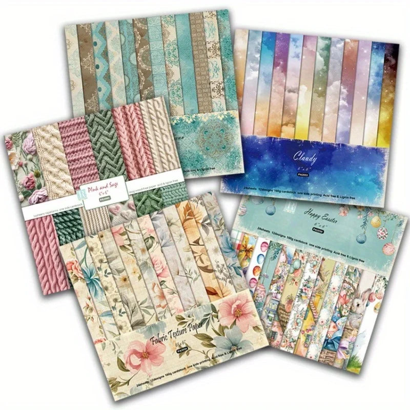 24pc Vintage Scrapbook Paper Pad 6x6 | Junk Journal Craft Sheets Scrapbook Paper Pad Babs