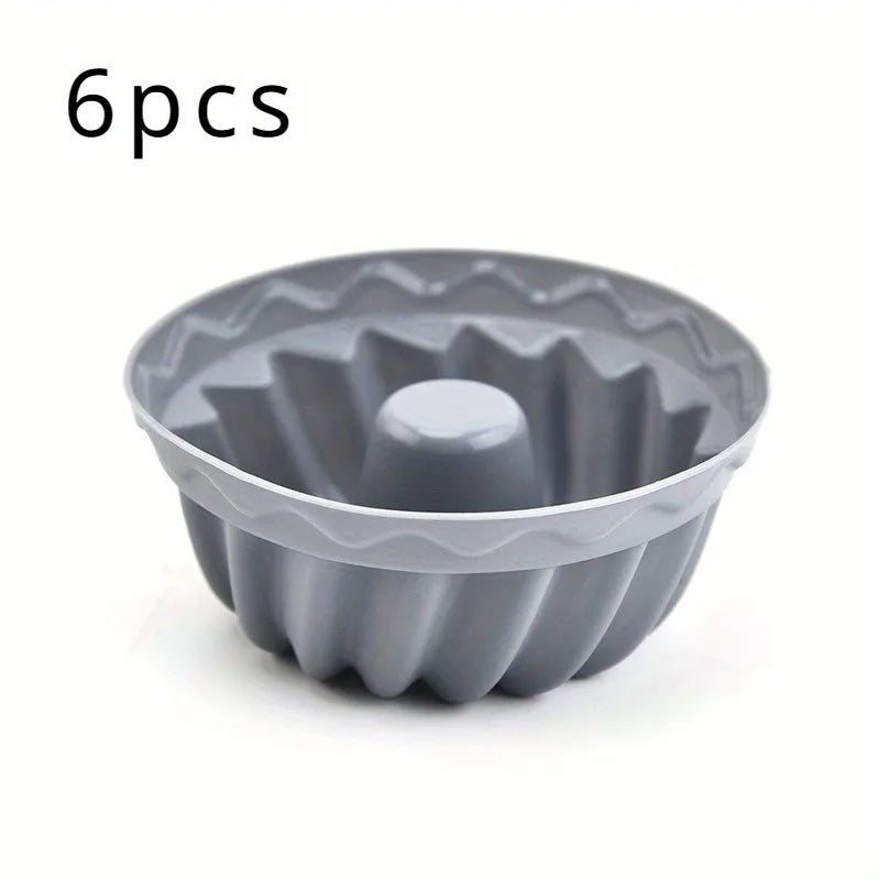 Non-Stick Silicone Bundtlette Cake Mold | Mini Fluted Tube Pan Silicone Cake Mold Babs gray-6pcs