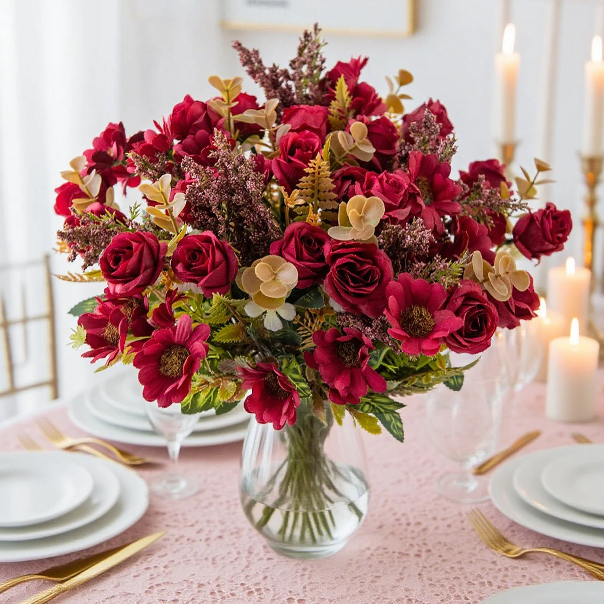 Silk Rose Artificial Flower Bouquet for Wedding & Home Decor Artificial Flower Bouquet Babs