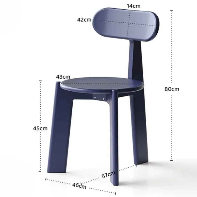 Modern Solid Pine Wood Dining Chair – Minimalist Style Wooden Dining Chair Babs Blue